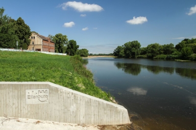 Eilenburg- An der Mulde mit Bootsanleger