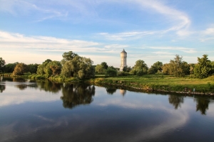 Wasserturm in Eilenburg mit Blick auf die Mulde